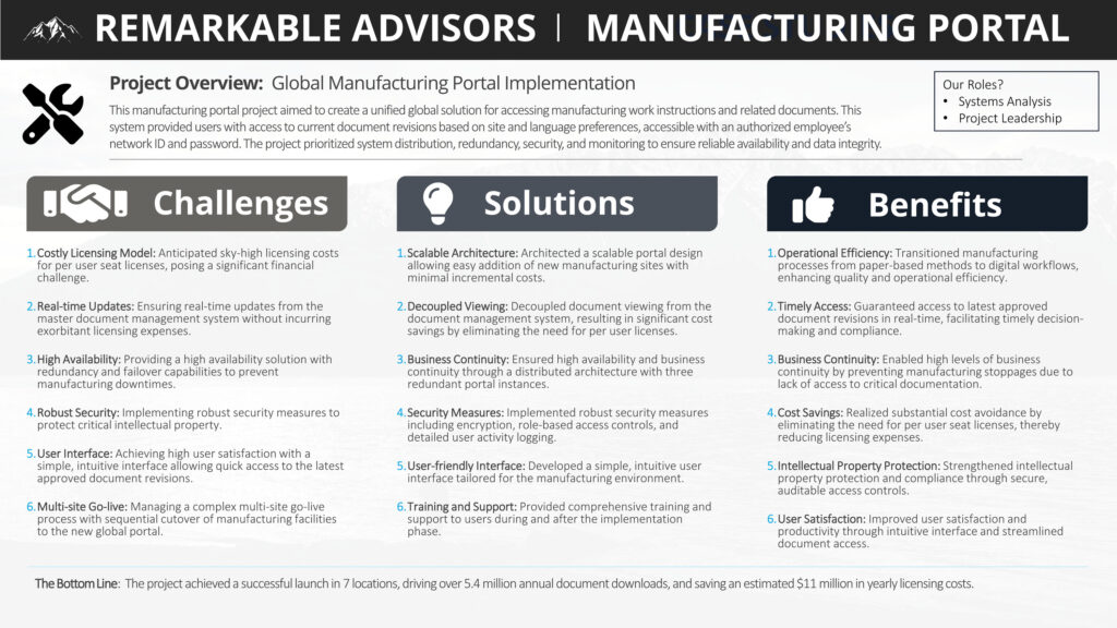 Remarkable Advisors Case Studies Slides - 03 - Manufacturing Portal