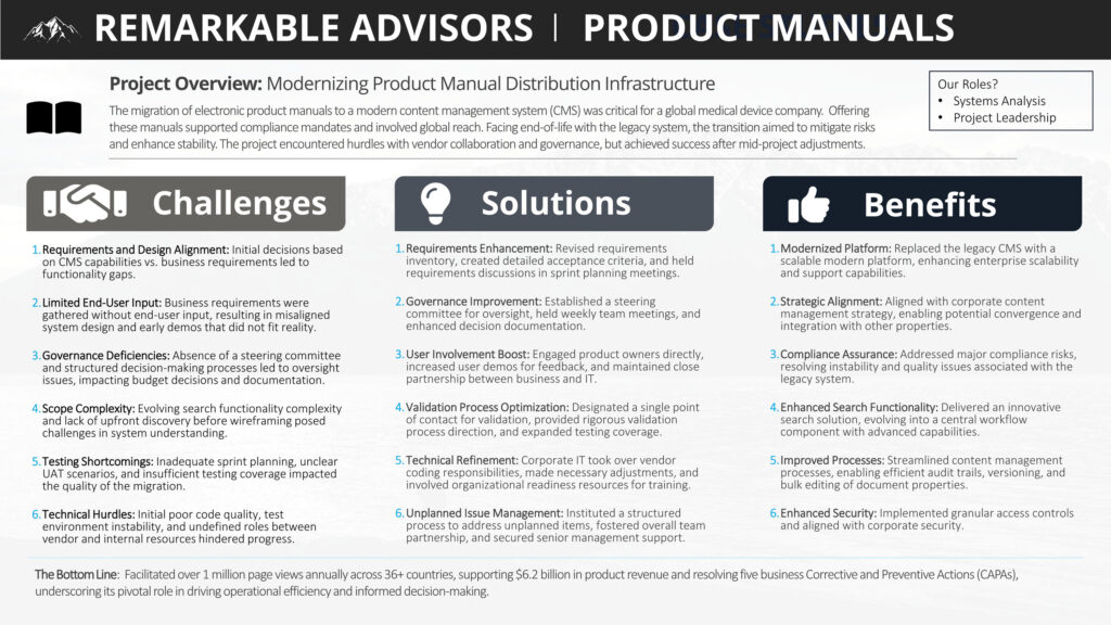 Remarkable Advisors Case Studies Slides - 04 - Product Manuals