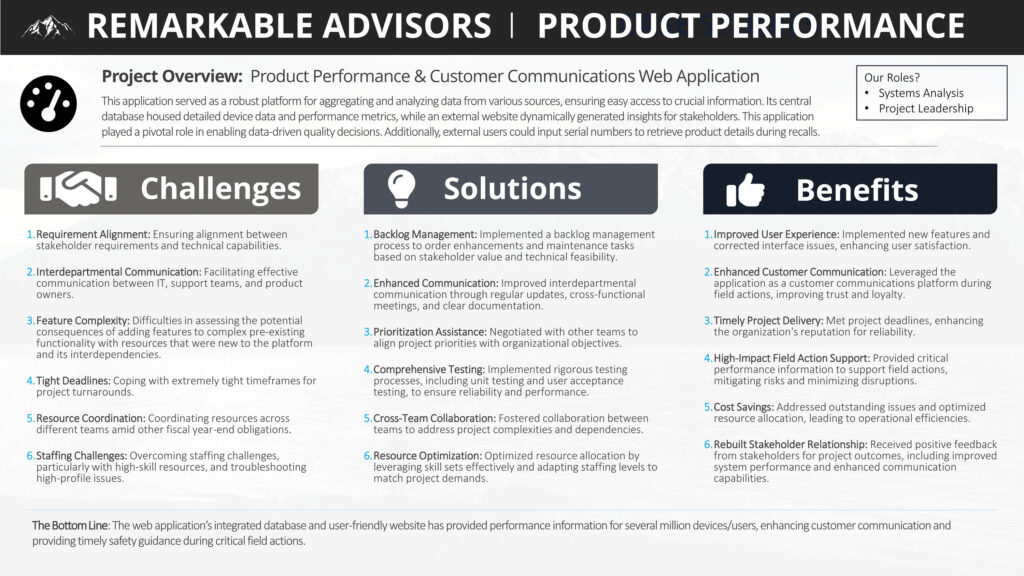 Remarkable Advisors Case Studies Slides - 05 - Product Performance